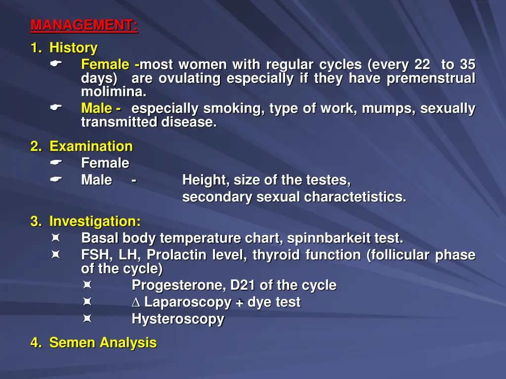 management 1 history female most women with