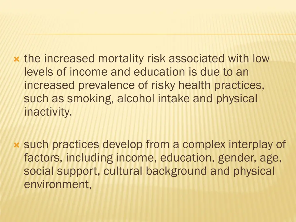 the increased mortality risk associated with