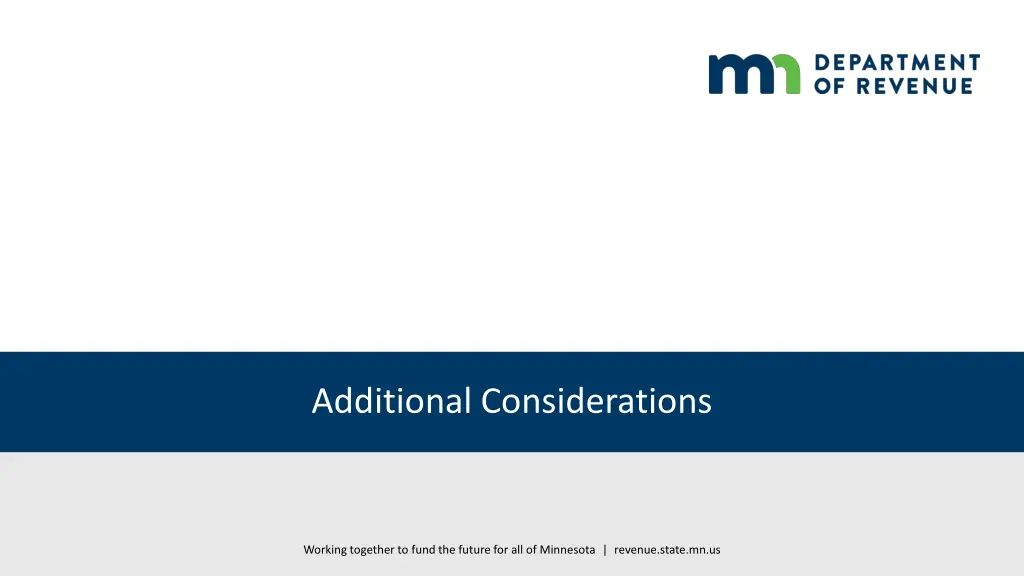 additional considerations