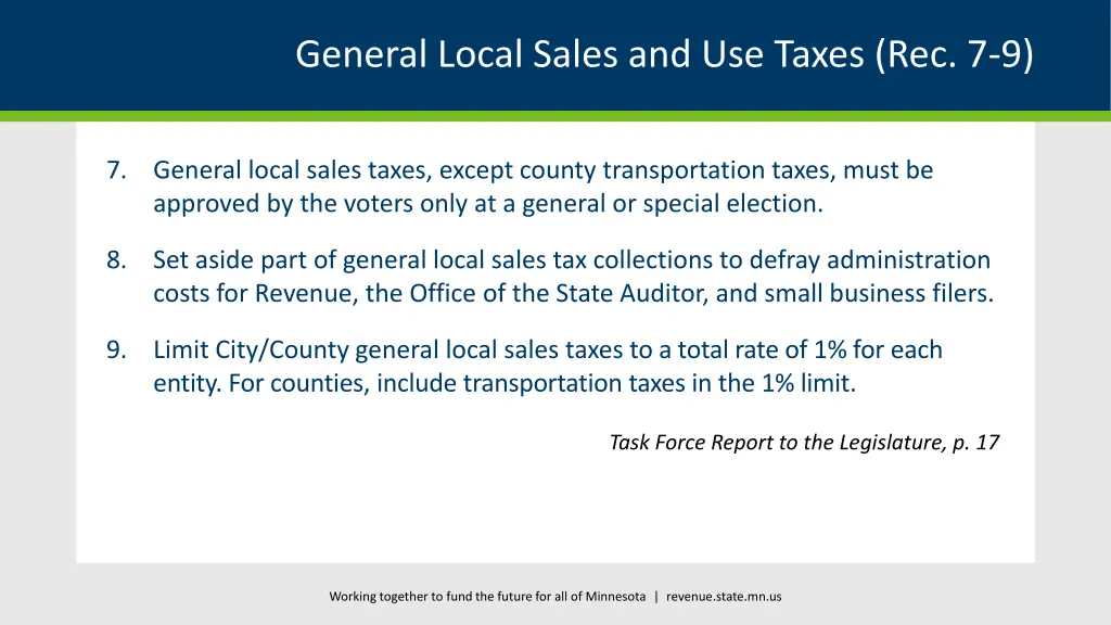 general local sales and use taxes rec 7 9