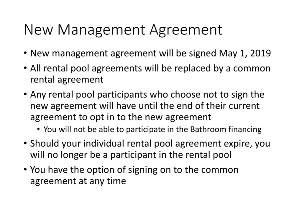 new management agreement