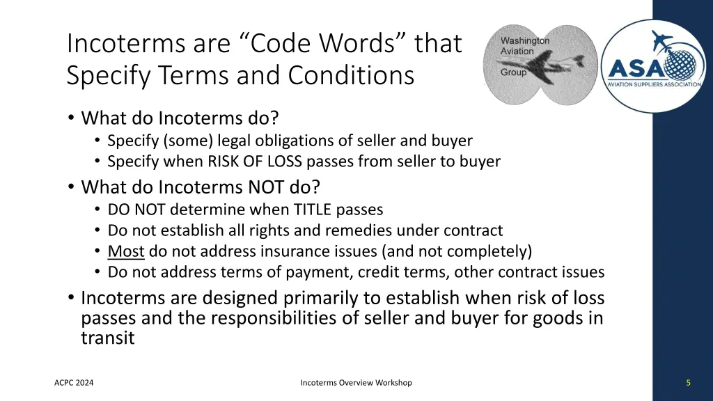incoterms are code words that specify terms