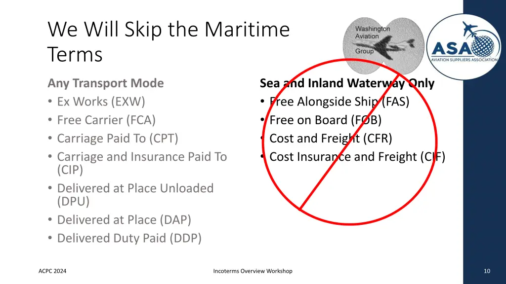 we will skip the maritime terms