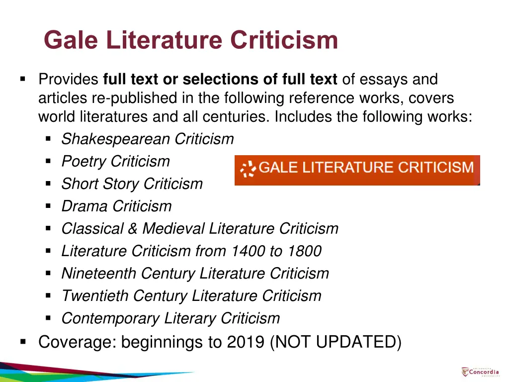 gale literature criticism