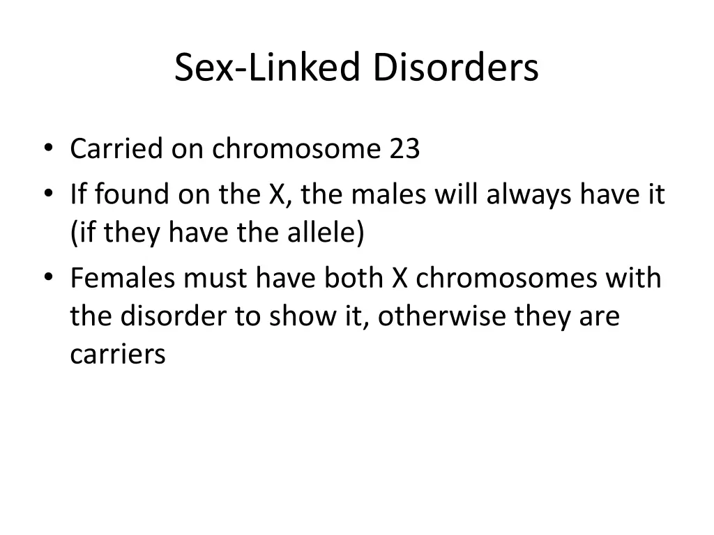 sex linked disorders