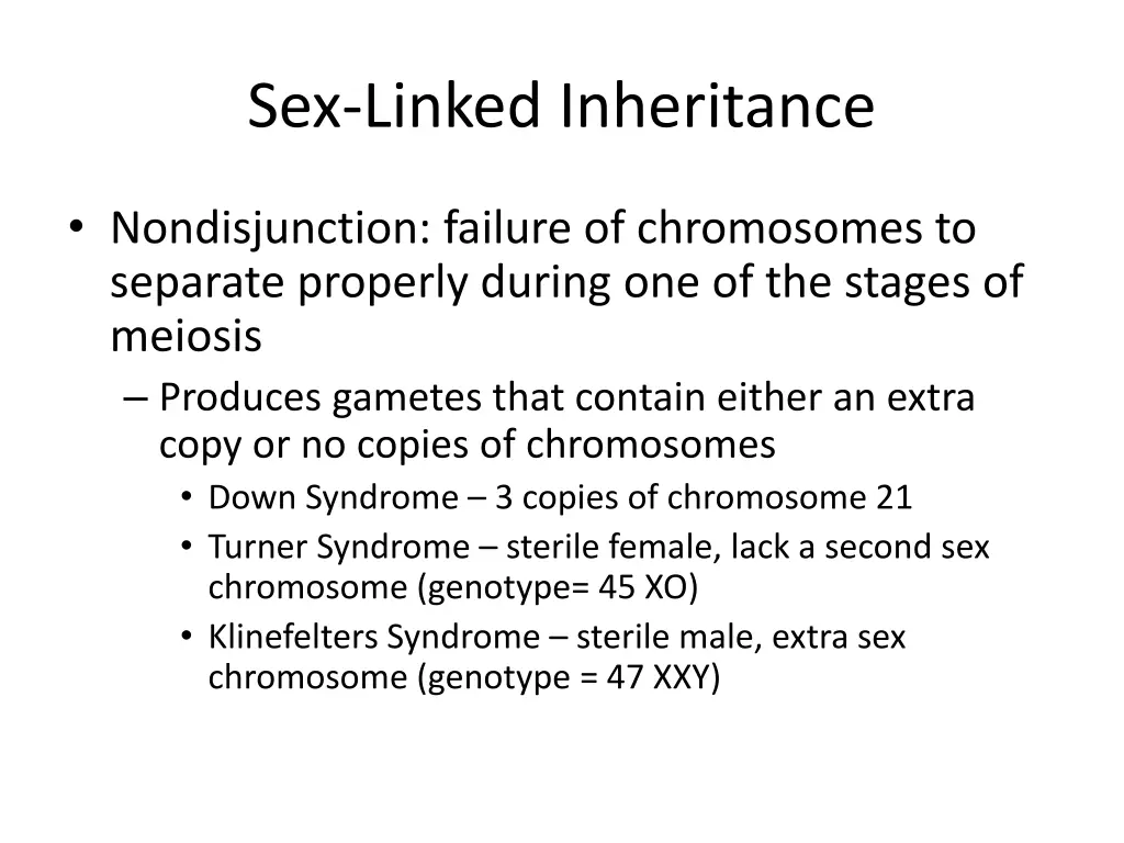 sex linked inheritance