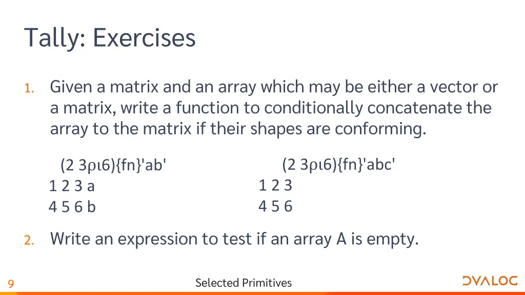 tally exercises