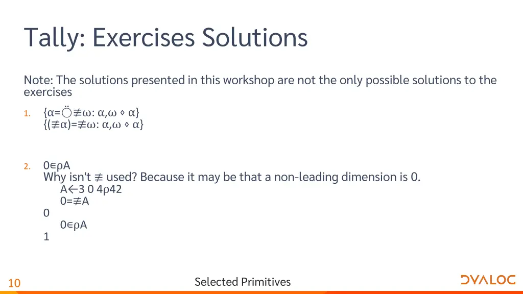 tally exercises solutions