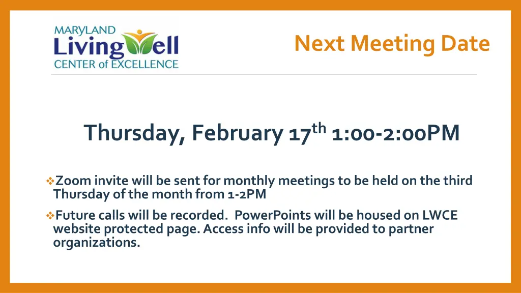 next meeting date