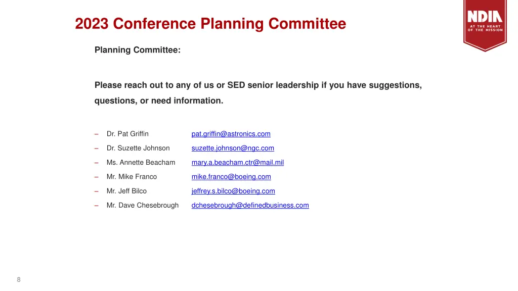 2023 conference planning committee
