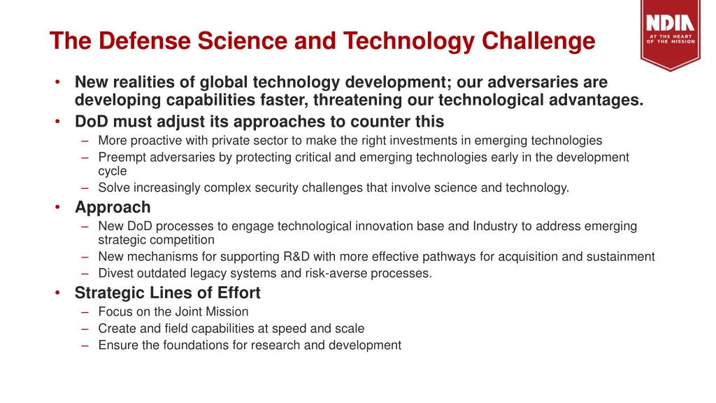 the defense science and technology challenge