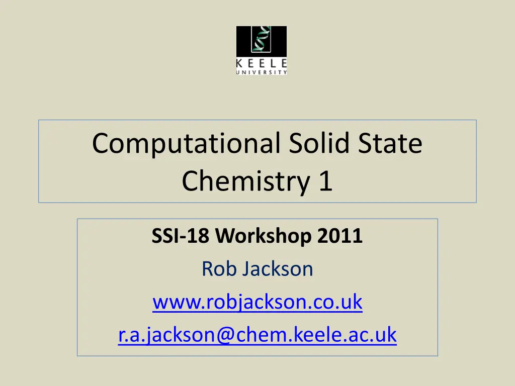 computational solid state chemistry 1