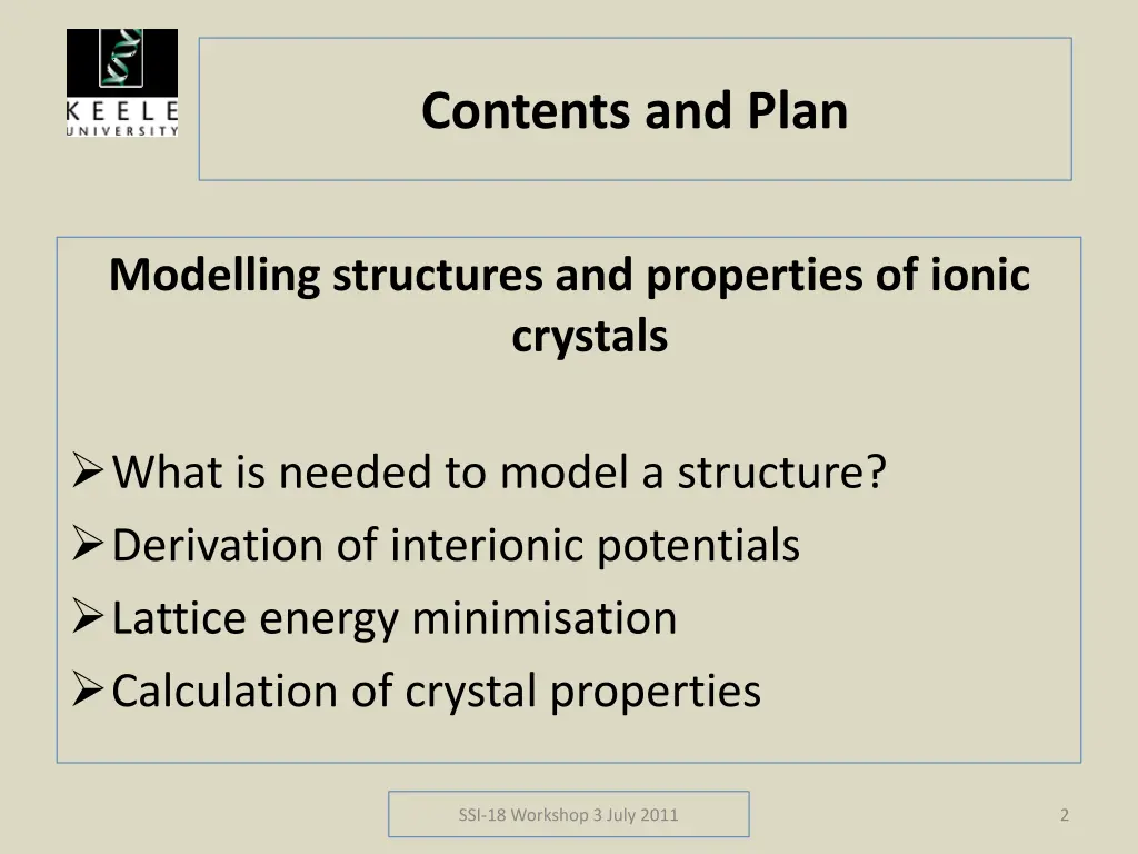 contents and plan