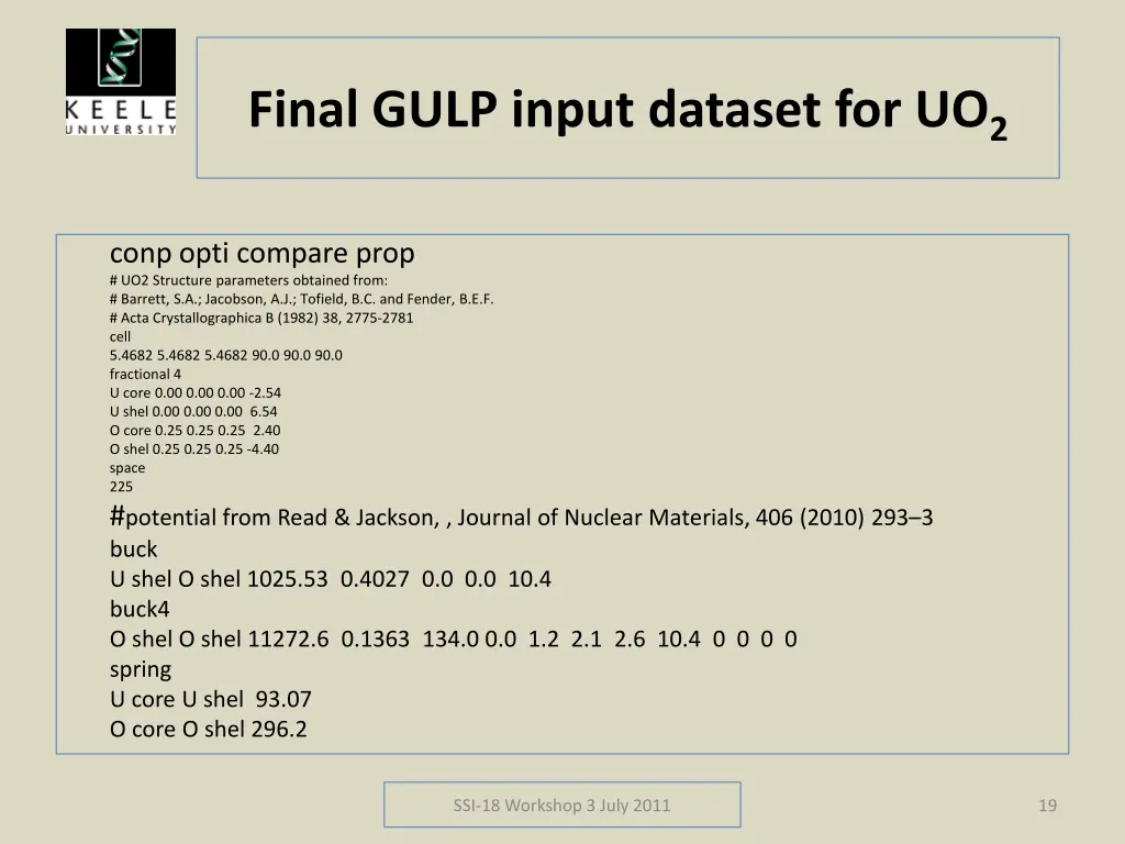 final gulp input dataset for uo 2