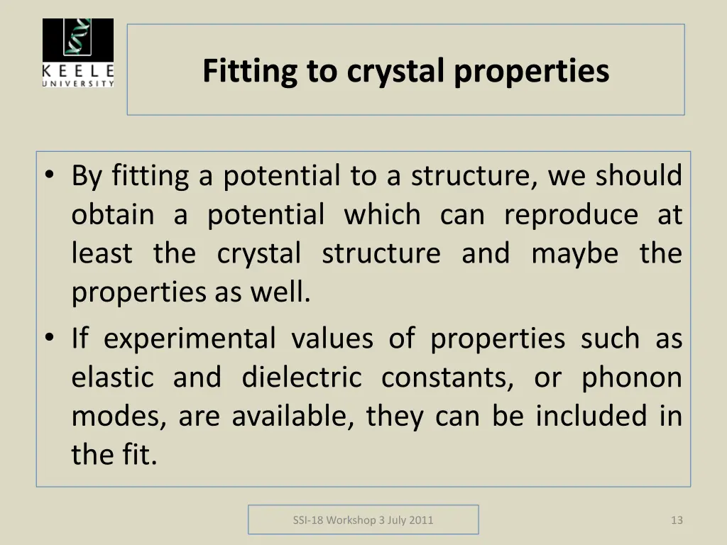 fitting to crystal properties