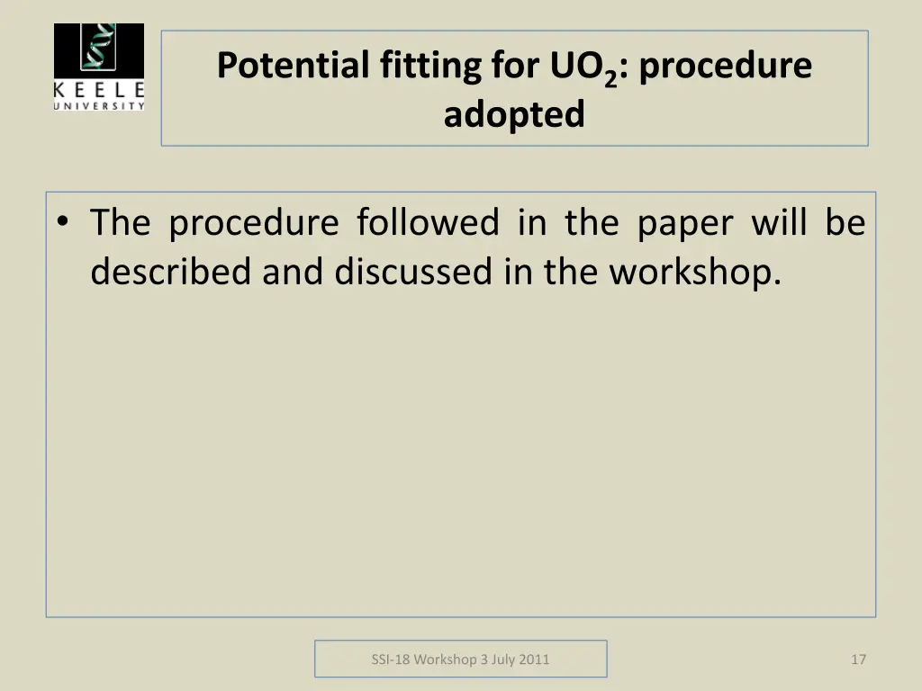 potential fitting for uo 2 procedure adopted