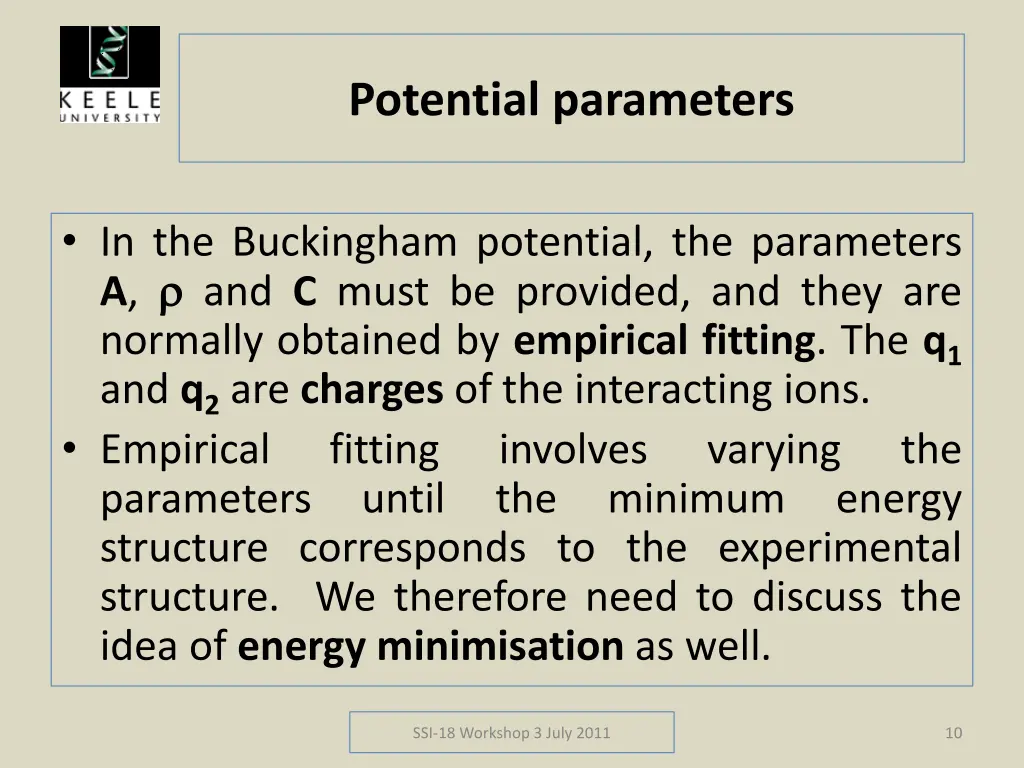 potential parameters