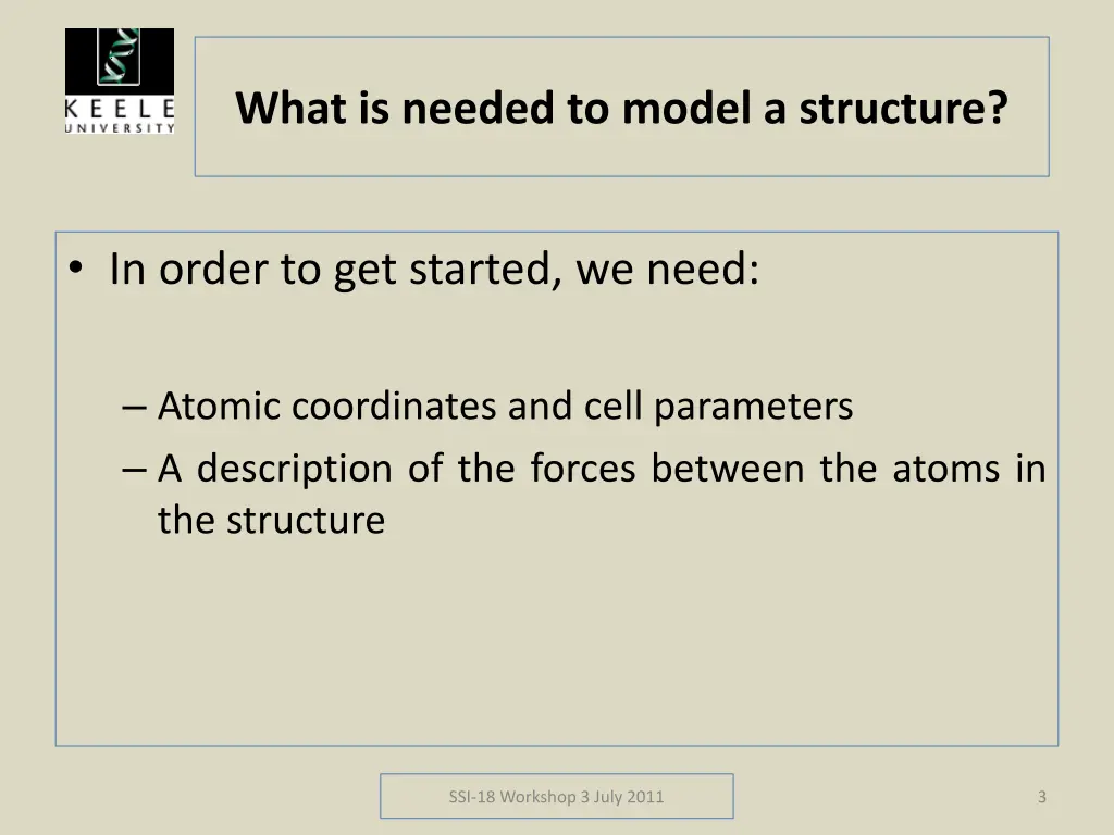 what is needed to model a structure