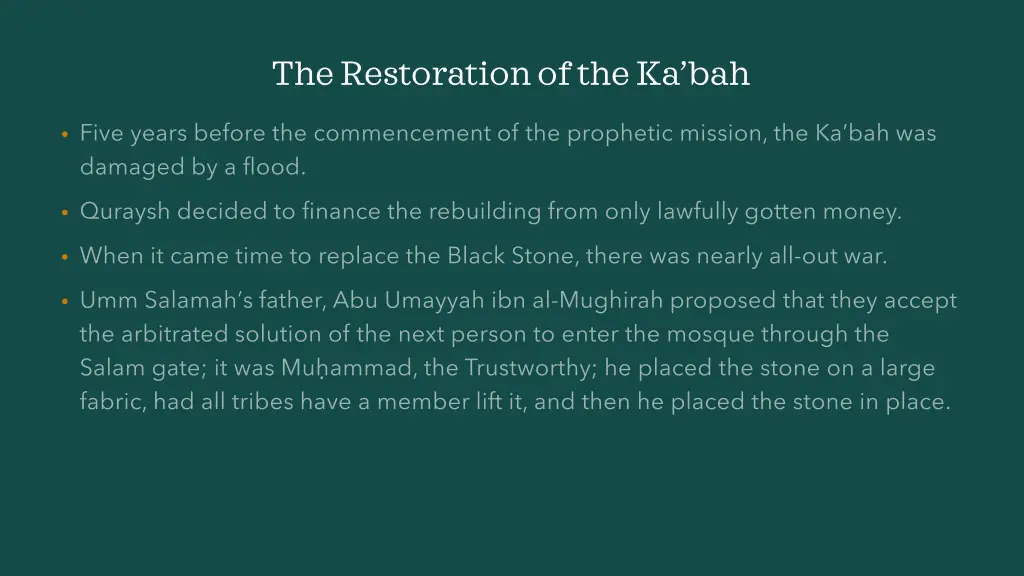 the restoration of the ka bah