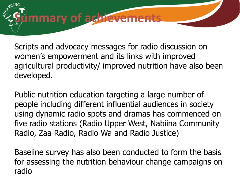 summary of achievements 1