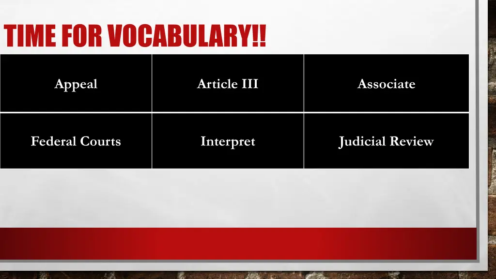 time for vocabulary