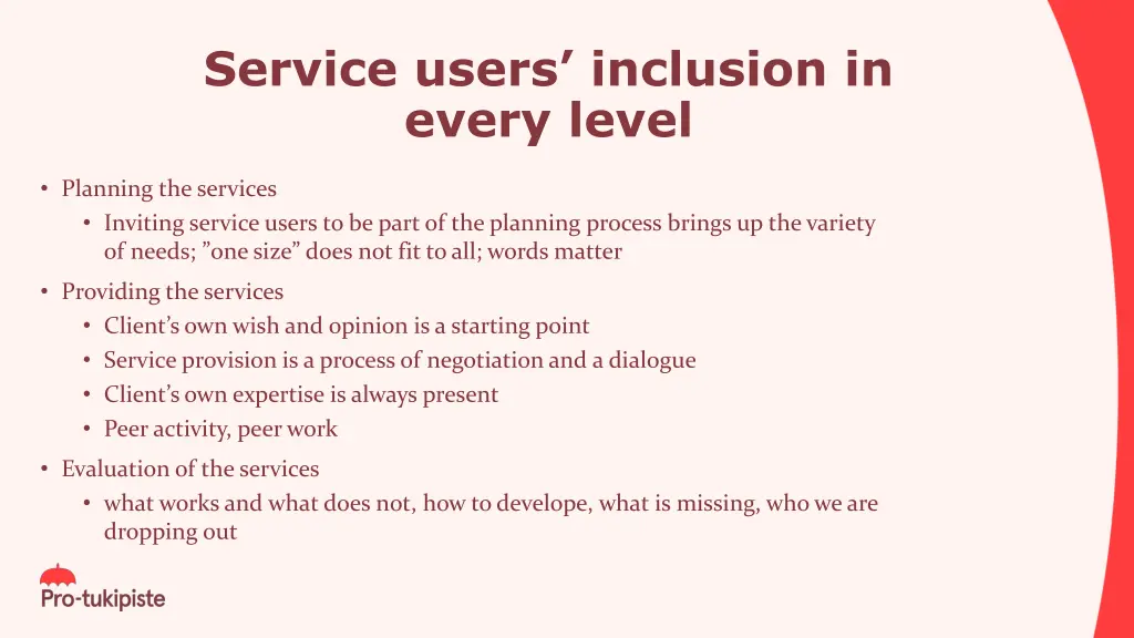 service users inclusion in every level