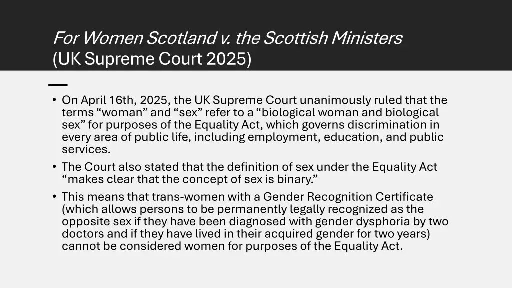 for women scotland v the scottish ministers