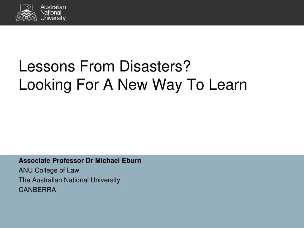 lessons from disasters looking