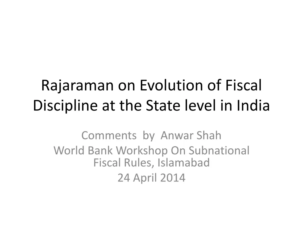 rajaraman on evolution of fiscal discipline