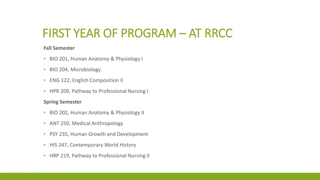 first year of program first year of program