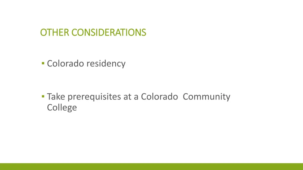 other considerations other considerations