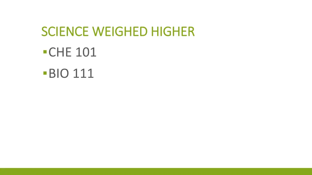 science weighed higher science weighed higher