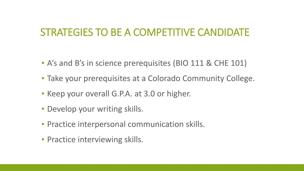 strategies to be a competitive candidate