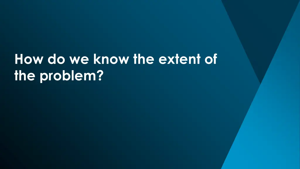 how do we know the extent of the problem