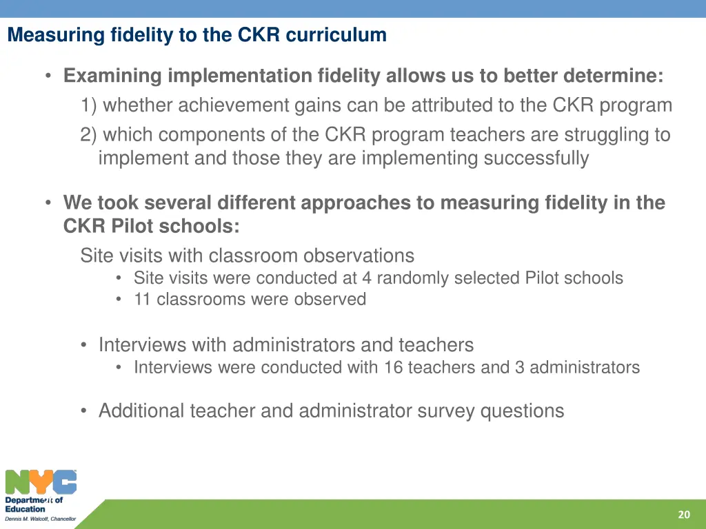 measuring fidelity to the ckr curriculum