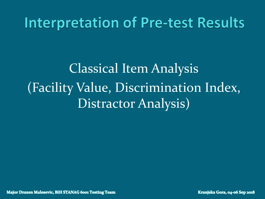 classical item analysis facility value