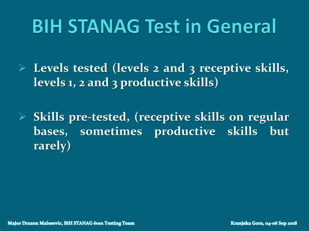 levels tested levels 2 and 3 receptive skills