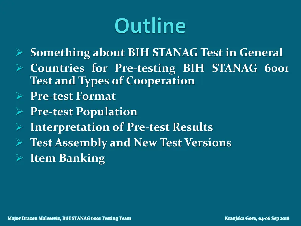something about bih stanag test in general