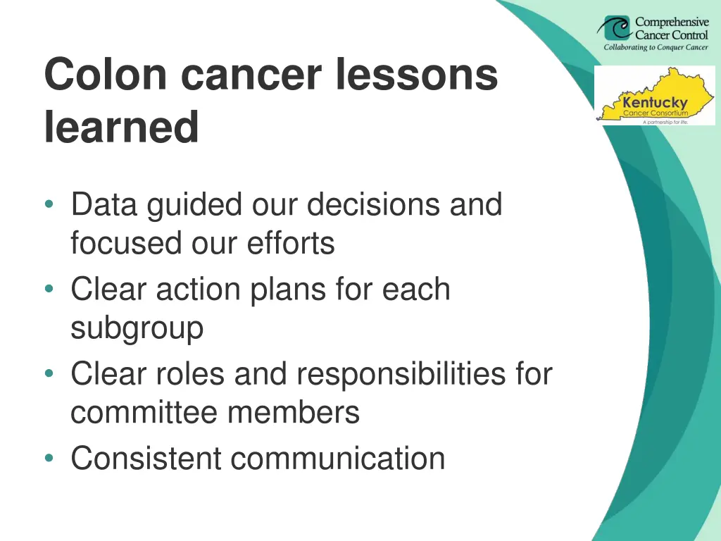 colon cancer lessons learned 1