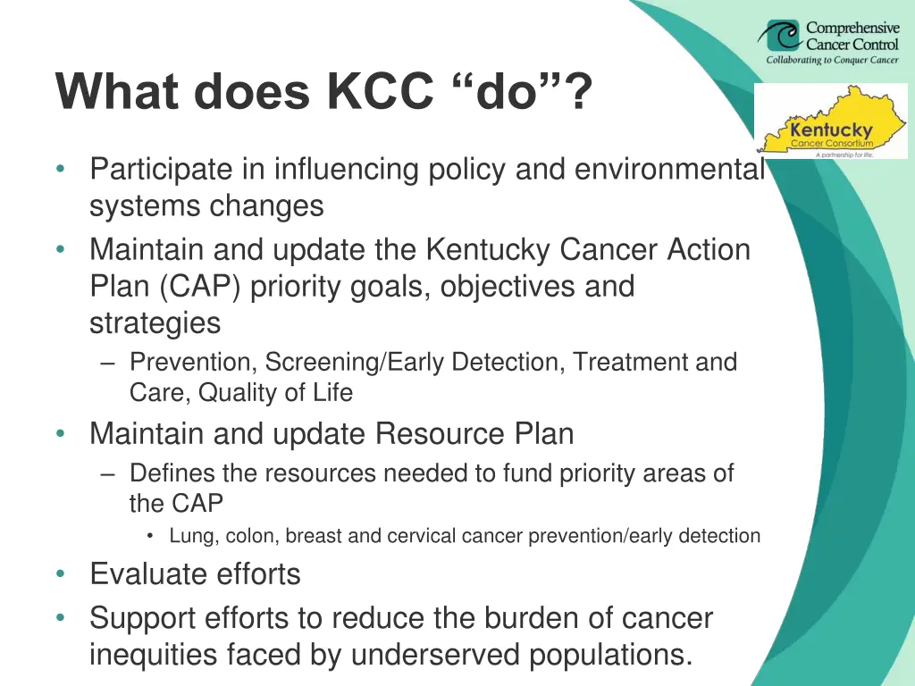 what does kcc do 1