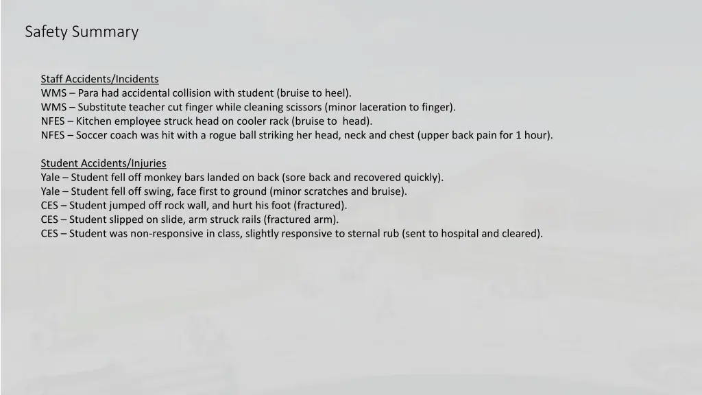 safety summary