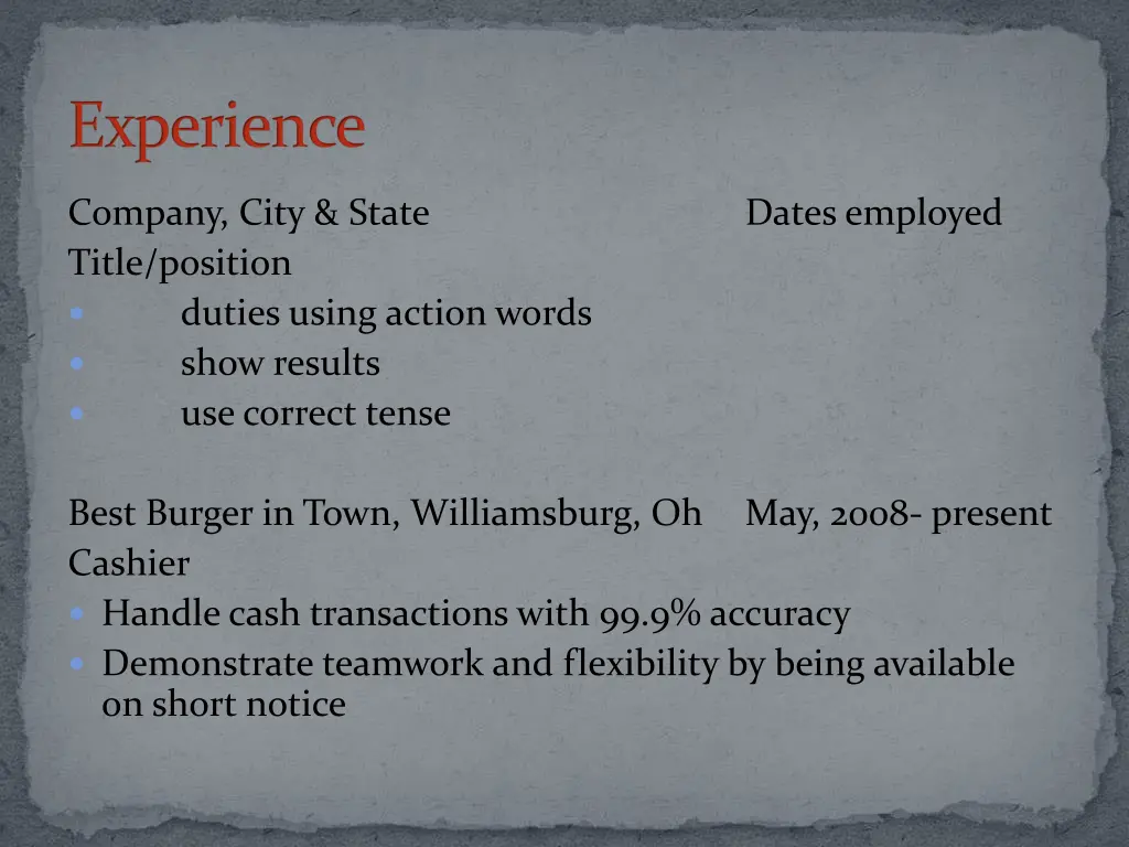 experience
