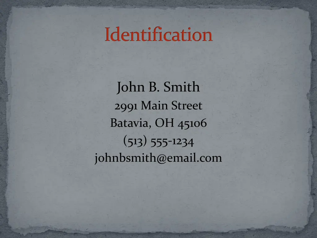 identification
