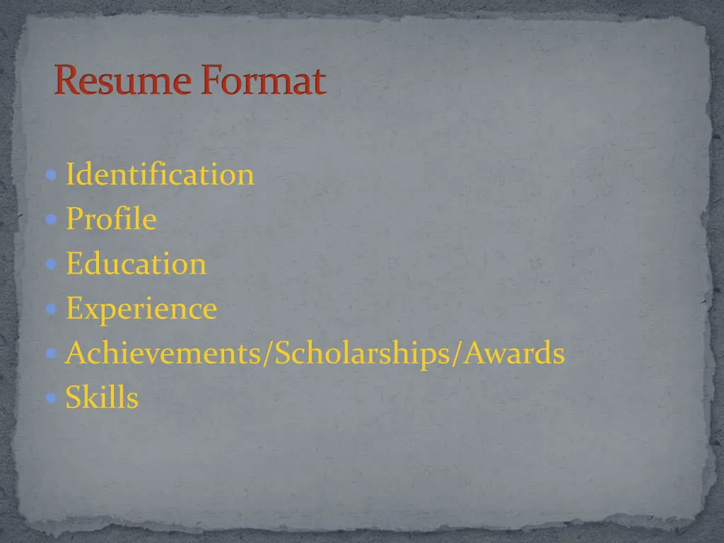 resume format