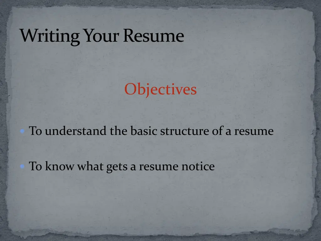 writing your resume 1