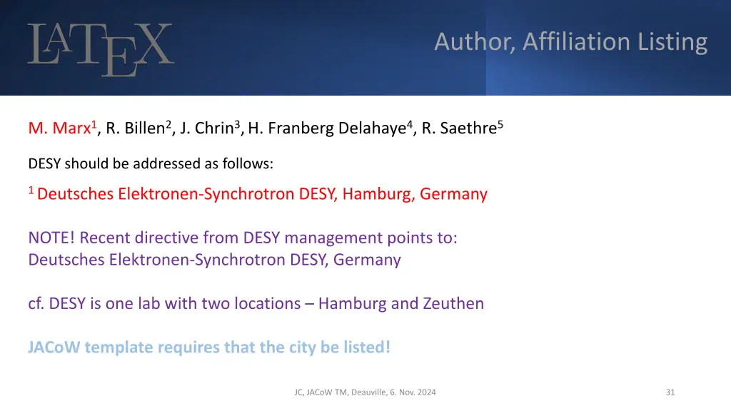 author affiliation listing 2