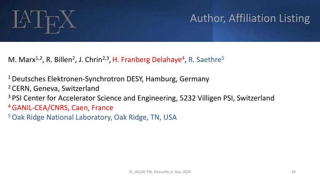 author affiliation listing 5