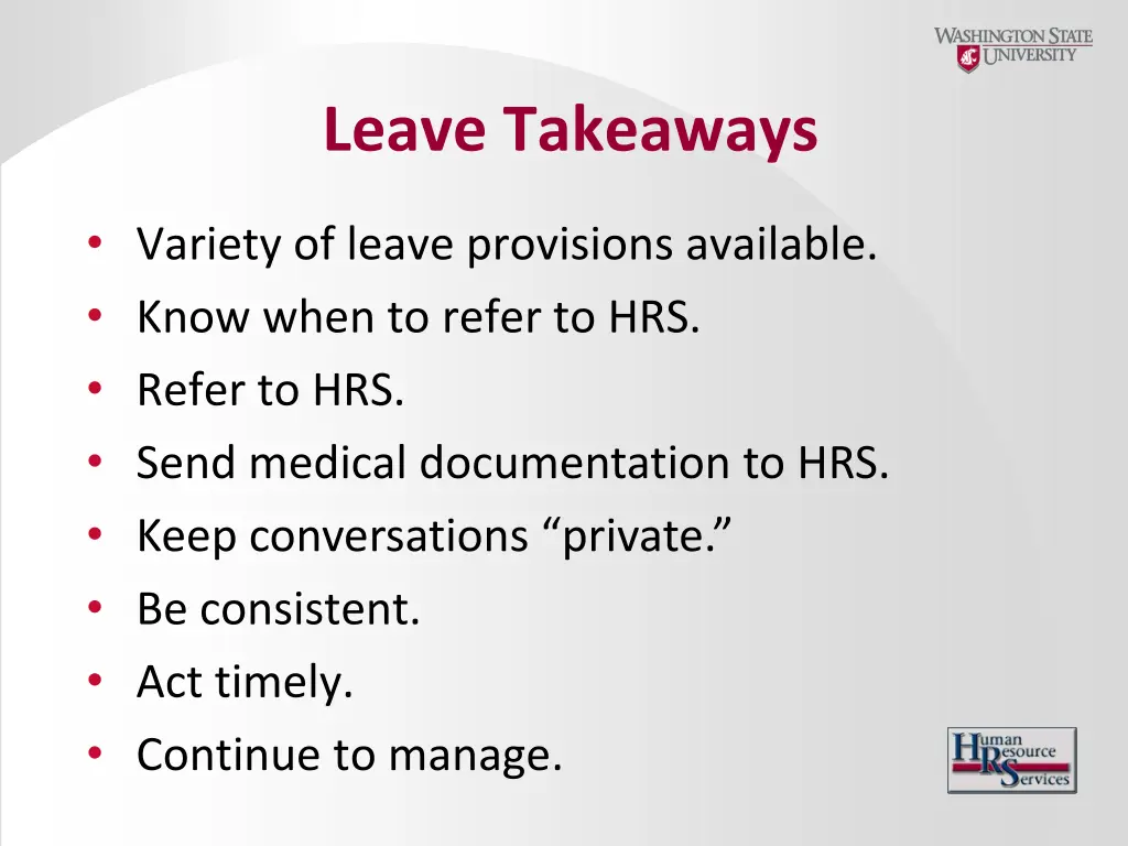 leave takeaways