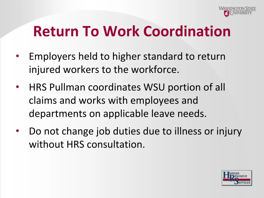 return to work coordination