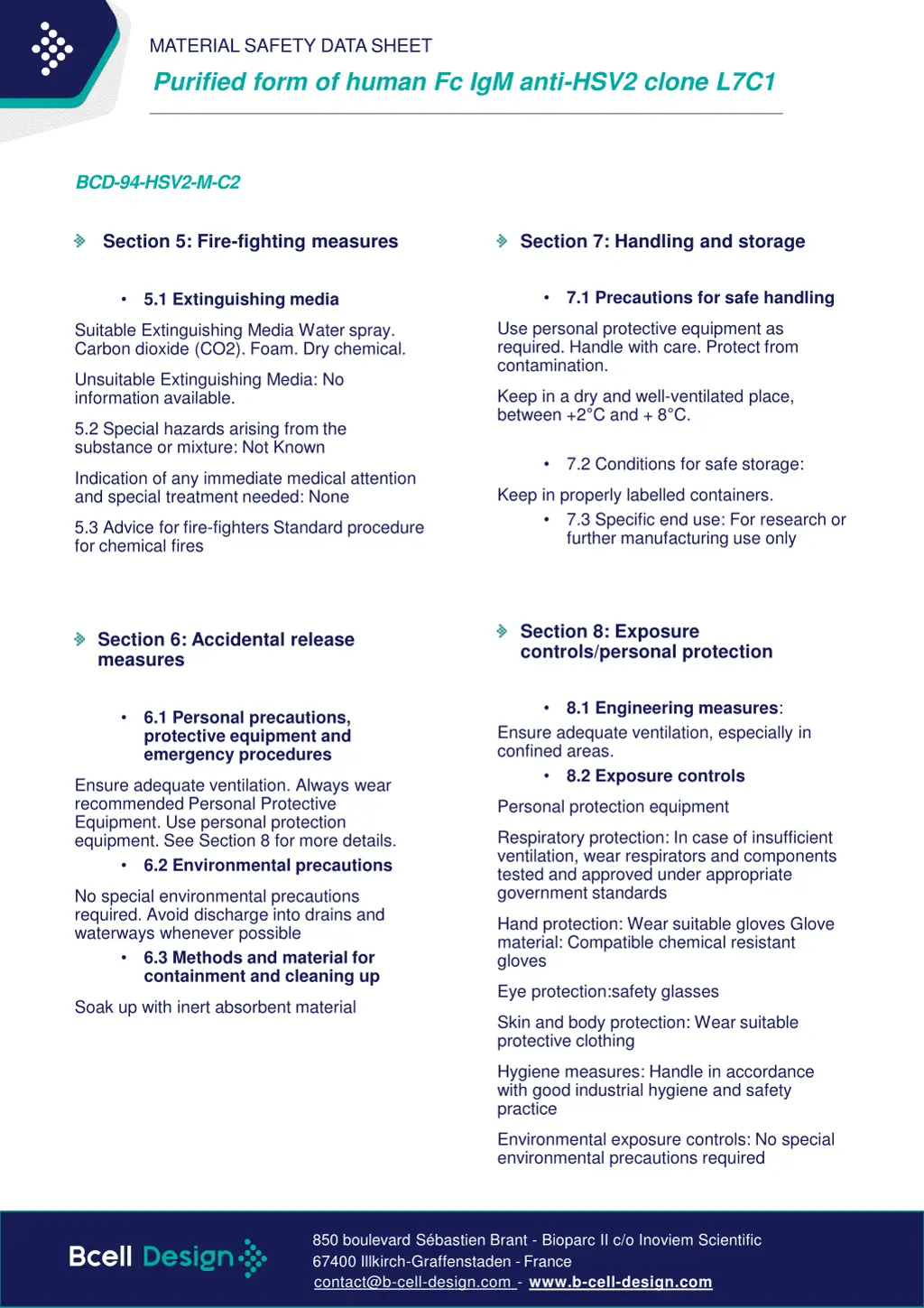 material safety data sheet purified form of human 1
